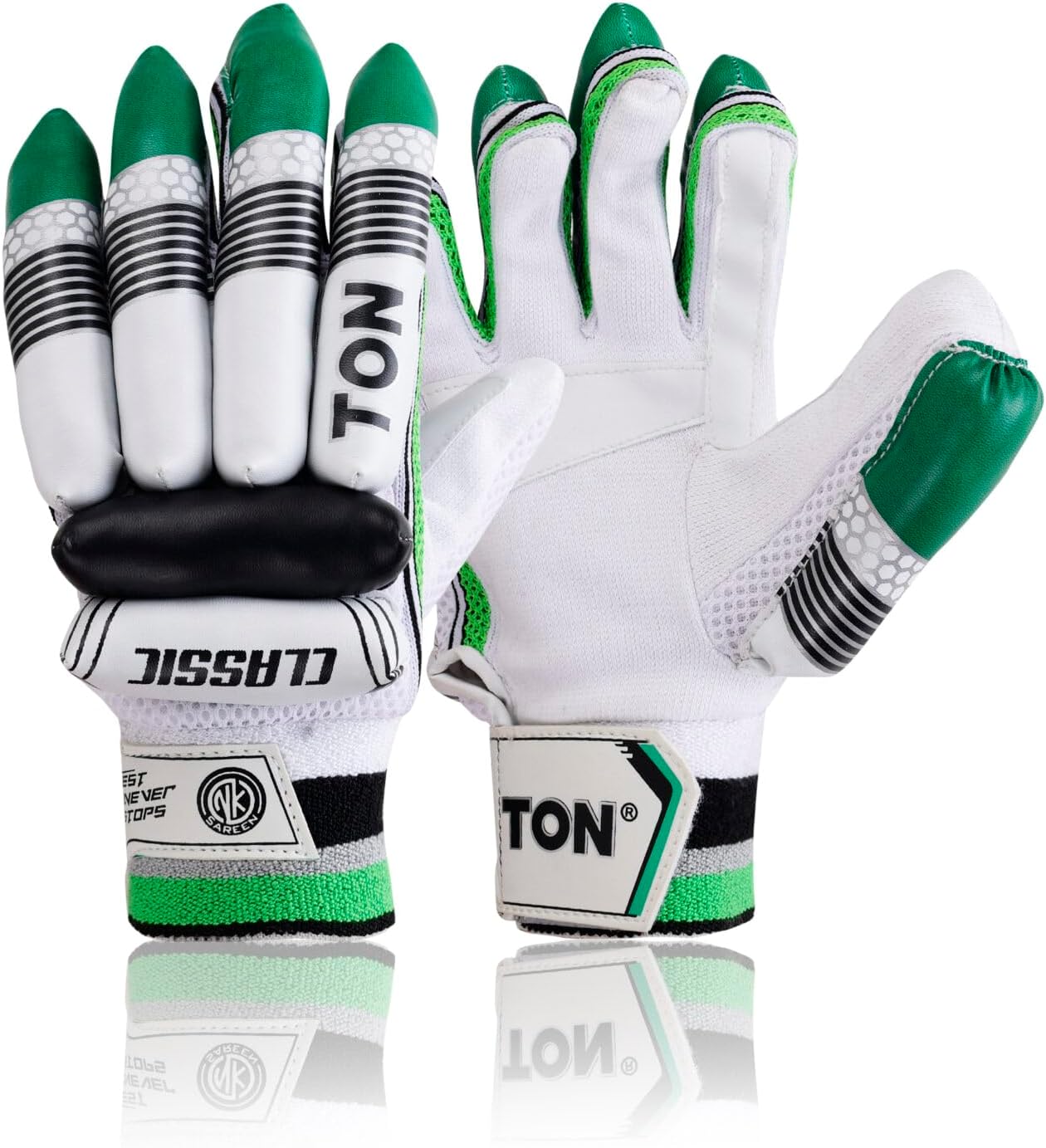 TABAKH SS TON Classic Cricket Batting Gloves Cotton Mens, Right Hand - White