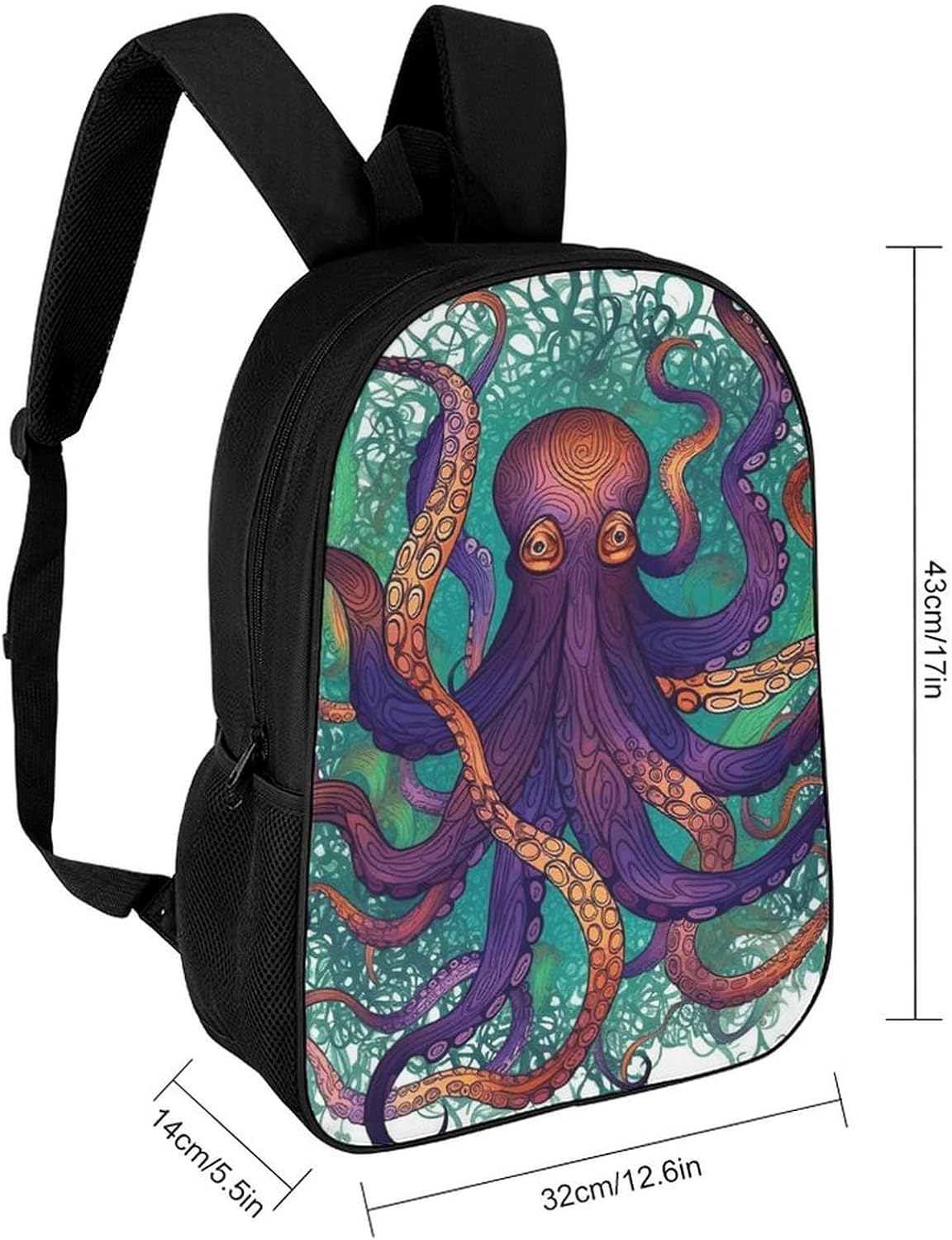 Colorful Octopus Laptop Backpack Fashion Travel Bookbag 17 In image 2