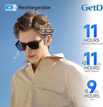 GetD AI Glasses, Smart Glasses Powered by ChatGPT, Real-Time AI Translation | Photochromic lens, AI translation in 145 languages, Handsfree calls, Immersive audio, Holds AI conversations