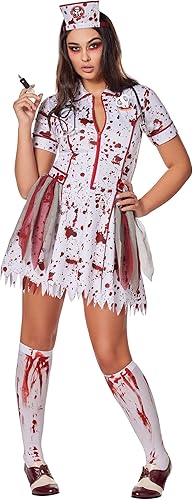 Spirit Halloween Disfraz de enfermera inmortal para adultos Disfraz de zombi Disfraz de ocupación Disfraz de vestir con accesorios