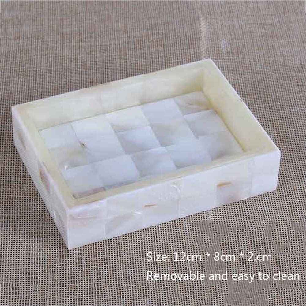 Juego de Accesorios de Baño de Resina Conjunto de Baño con Porta Cepillo de Dientes, 2 Tazas, Dispensador de Jabón Líquido, Jabonera, Concha Blanca,with Tray