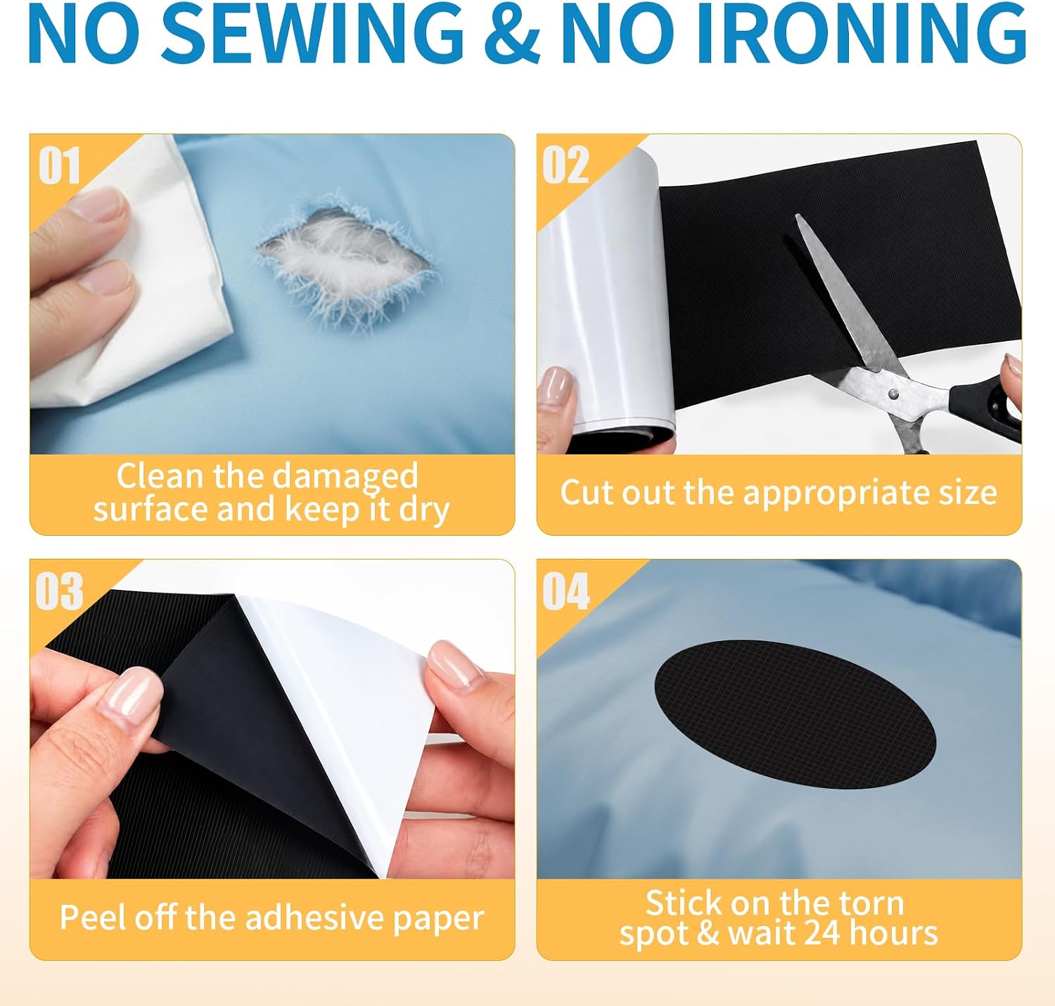 Nylon Repair Tape 4"x79" Self-Adhesive Down Jacket Repair Patch image 4