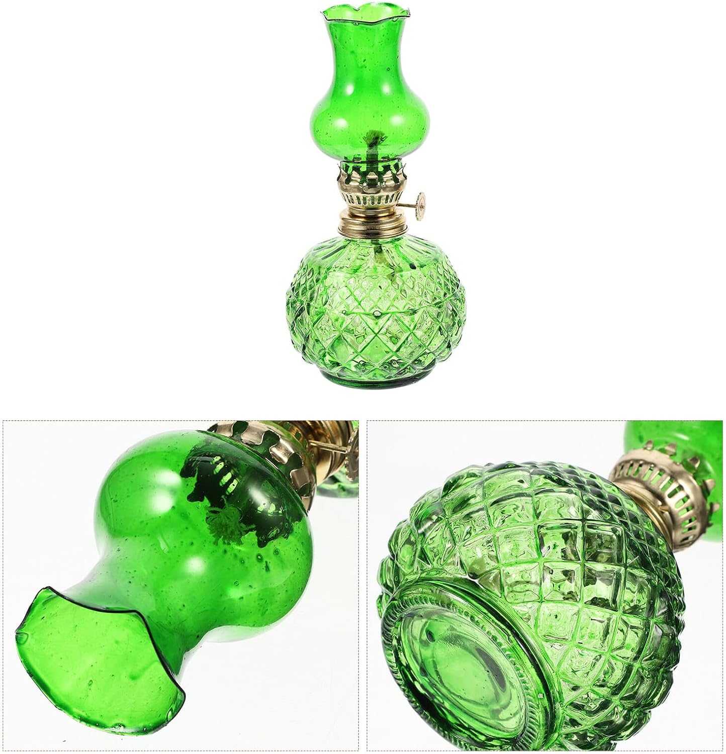 Vintage Glass Kerosene Lamp with Windproof Shade Lightweight Decorative Oil Lamp for Indoor Use Premium Glass Retro Style Lantern for Home Table Display