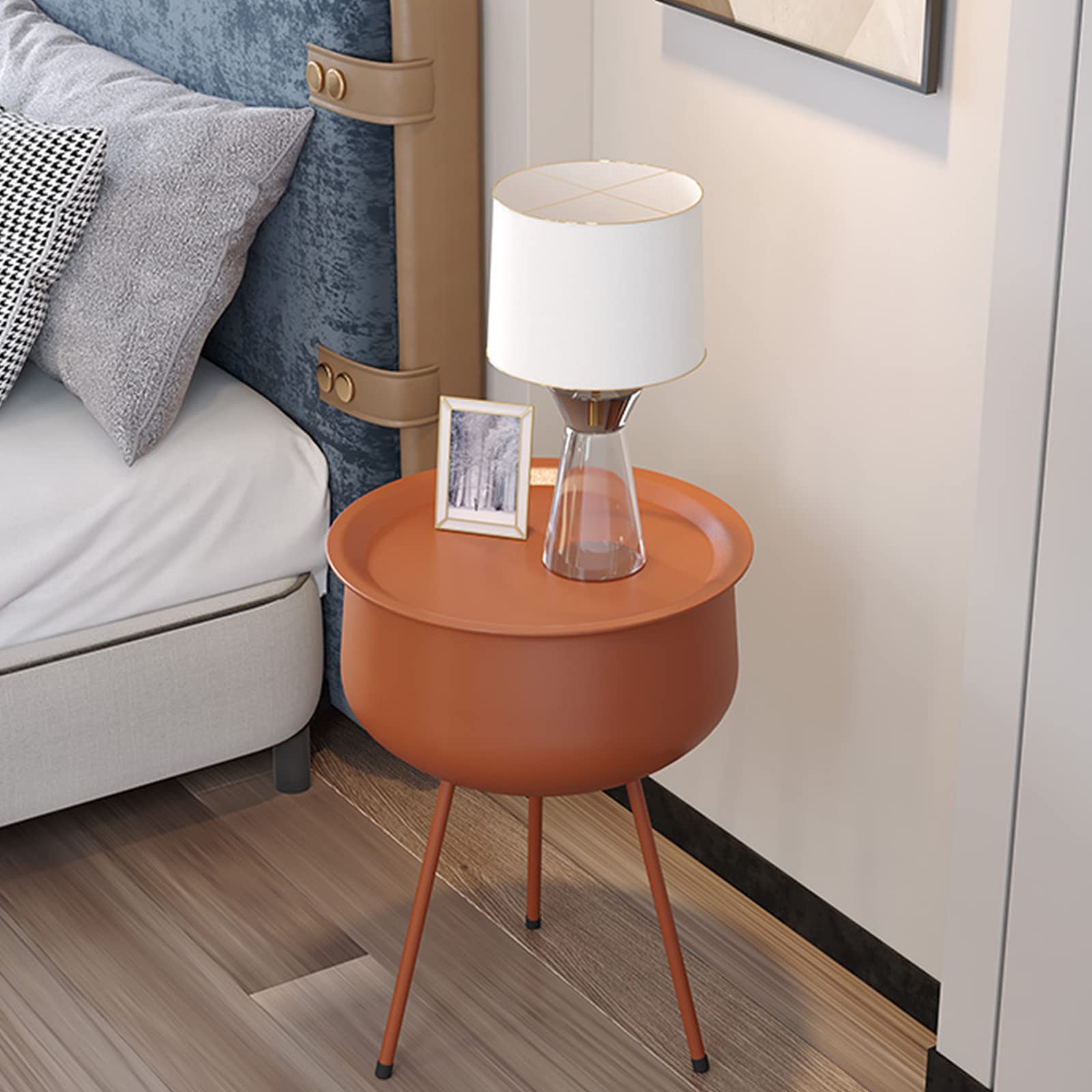 Amazon｜サイドテーブル、ラウンドコーヒーテーブル、収納スペース付き