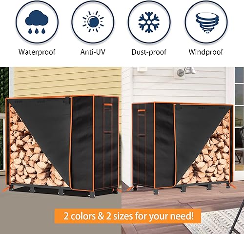 Miniatura 7 de GREENER Funda para estante de leña de 4 pies, tela Oxford 600D, resistente e impermeable, para leña, protección contra la intemperie, revestimiento