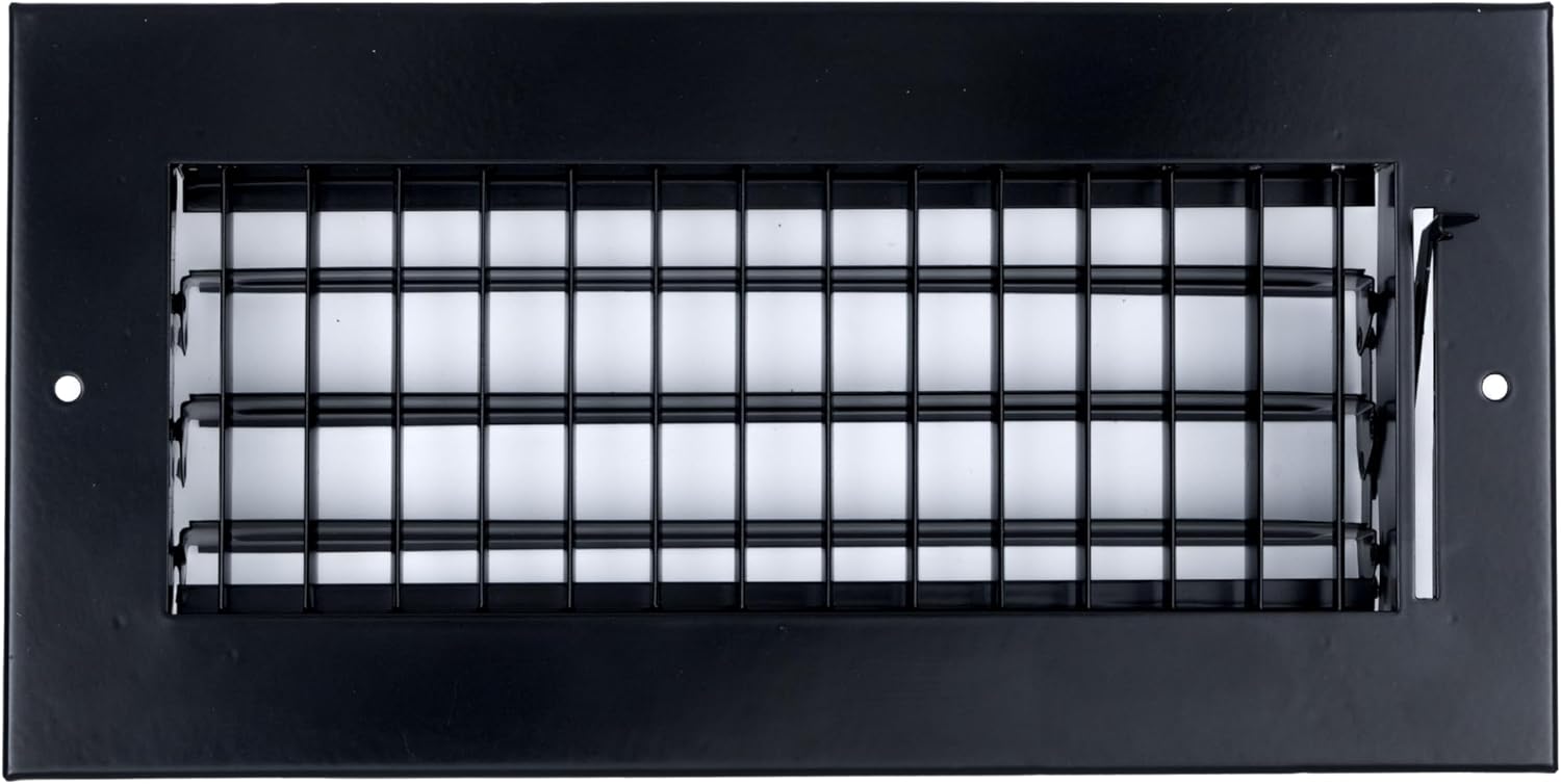 Fits 10x4 Duct Opening Steel Adjustable Air Supply Grille by Handua | Register Vent Cover Grill for Sidewall and Ceiling | Black | Outer Dimensions: 11.75" X 5.75"