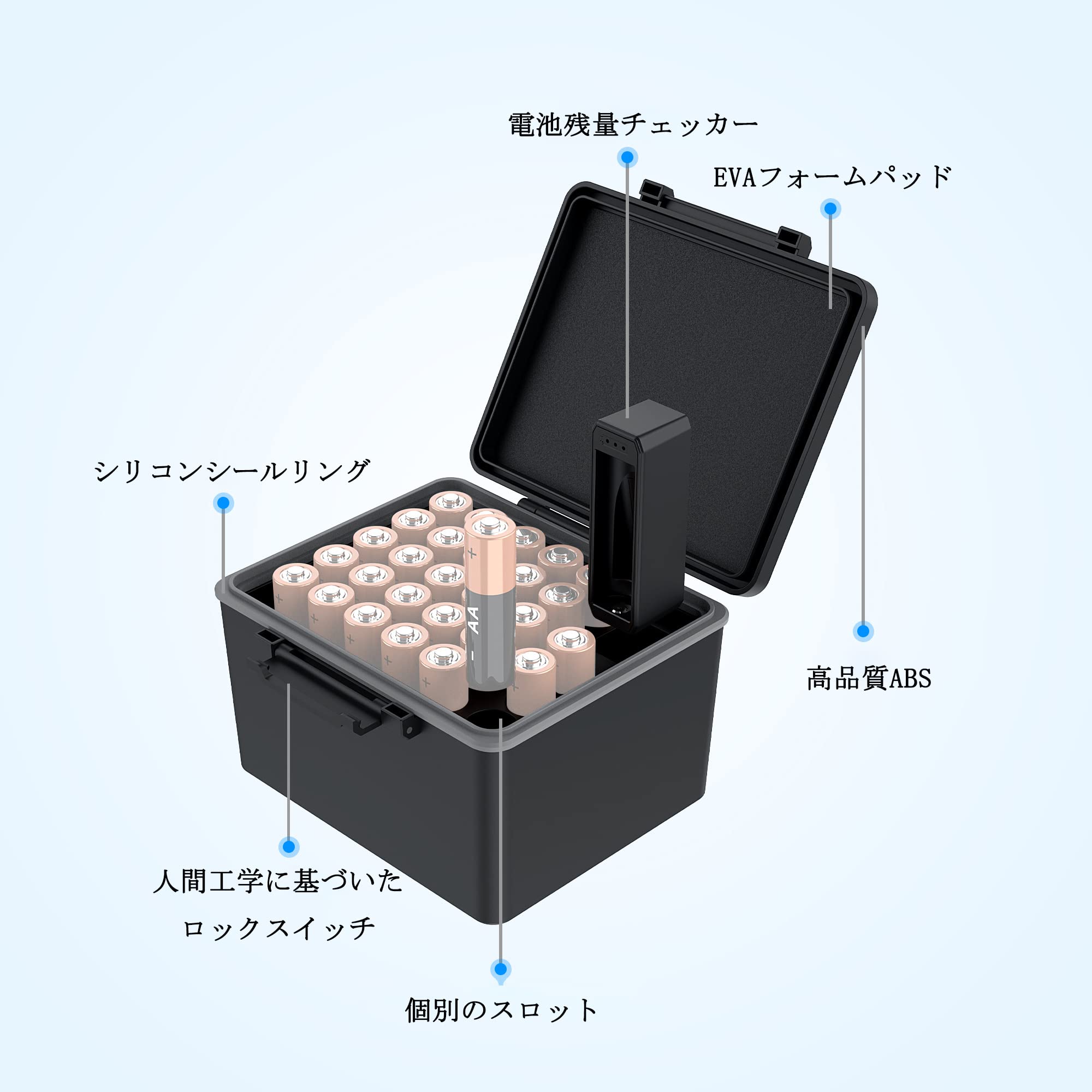 Amazon | JJC 大容量 電池ケース 単3形 / AA電池 x28本+電池チェッカー