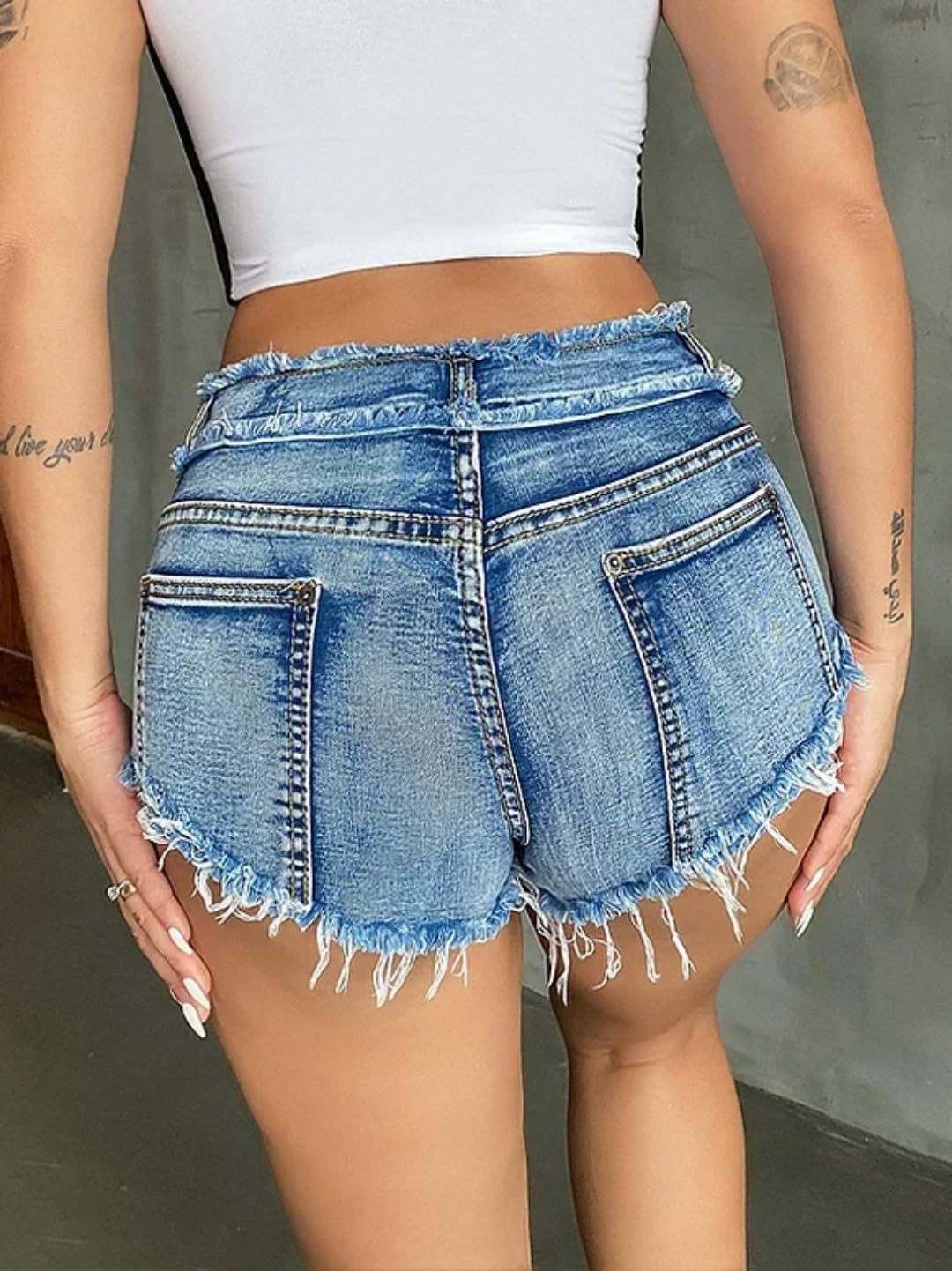 Shorts Kurze Damen Hose Mode Damen Jeans Shorts Stretch Zerrissene Stil