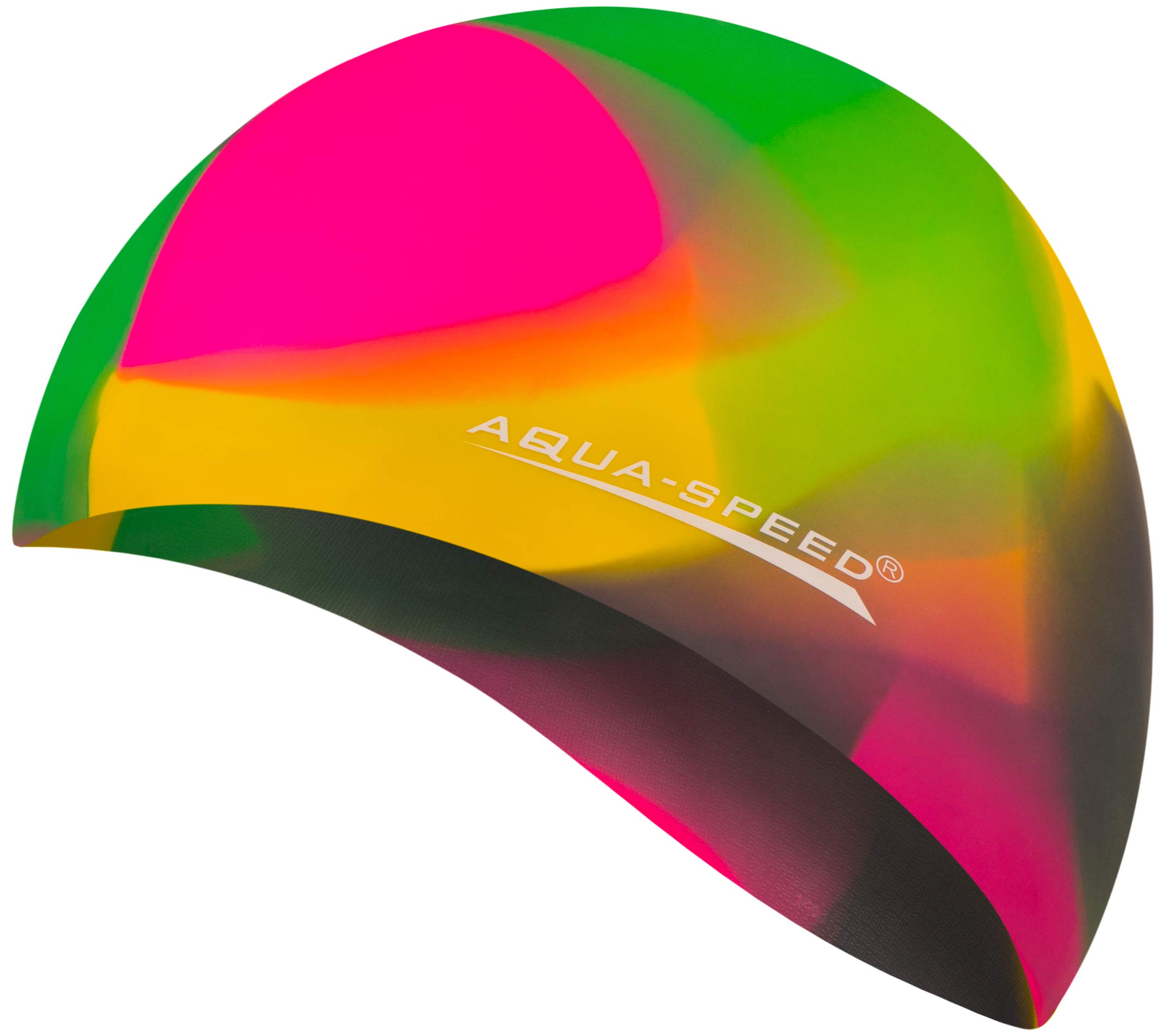 Aqua Speed BUNT Badehüte wasserdicht + Kleines Mikrofaserhandtuch | Damen & Herren | Badekappe | Bunte Badehaube | Schwimmhaube | Schwimmmütze für Kinder Teenager Erwachsene | 05. Bunt / 90