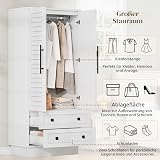 FEONASE 2 Door & 2 Drawer Wardrobe with LED Light,White Wardrobes for Bedroom,175H x 75W x 48D cm - 7