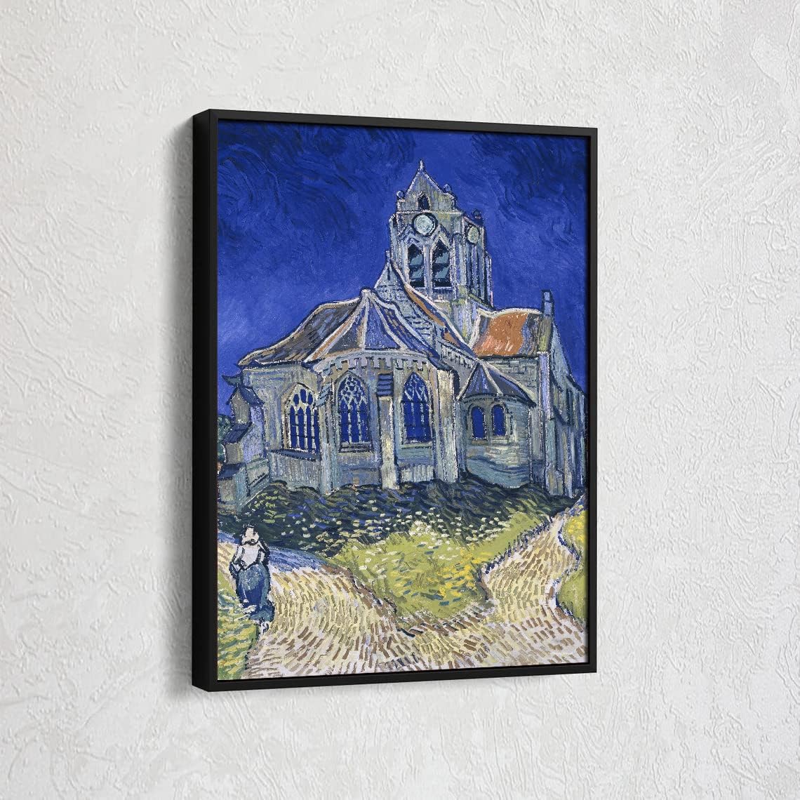 Canvas Wall Art The Church in Auvers-sur-Oise by Master Artist Vincent Van Gogh Reproduction Nature Wilderness Illustrations Fine Art Multicolor for Living Room Bedroom Office Decor-Aluminum Framed