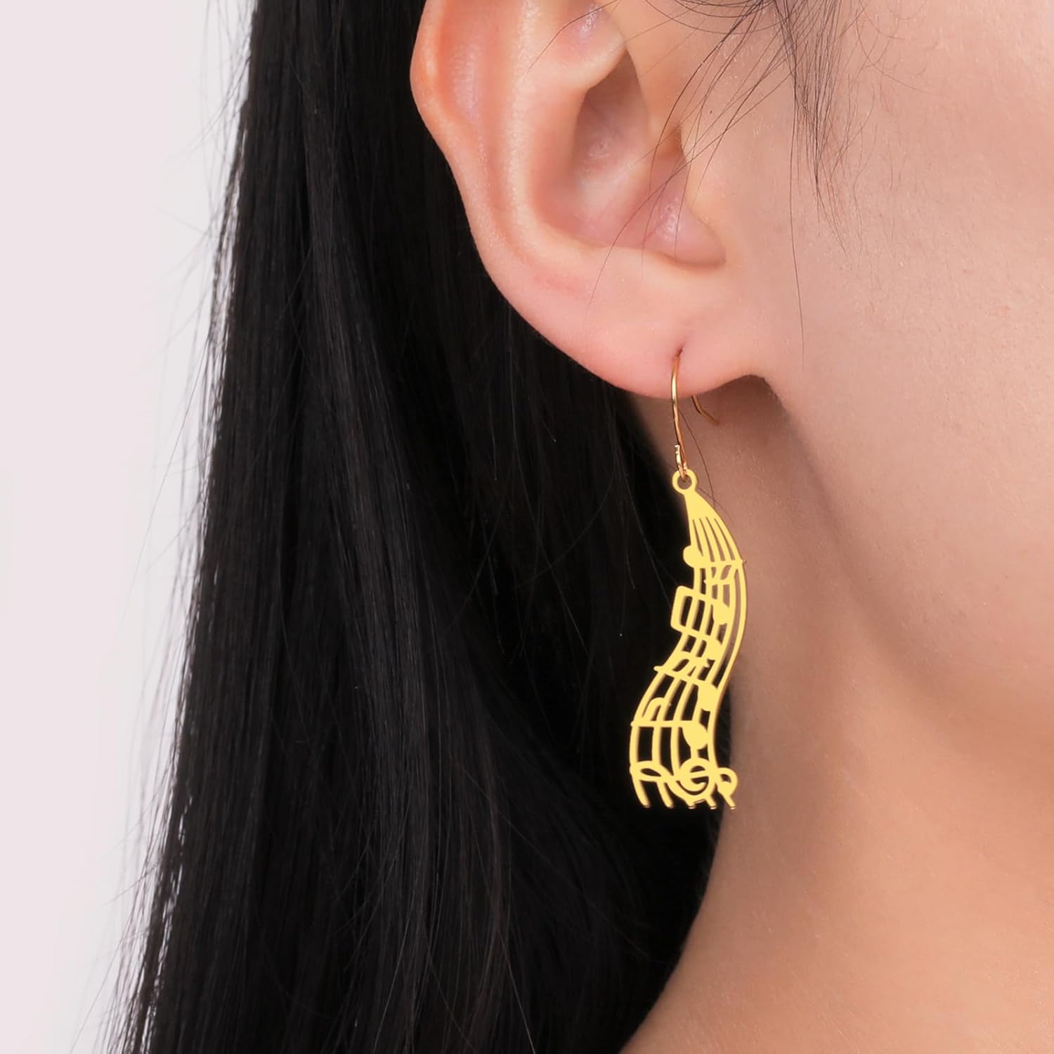 Musical Note Earring for Women Stainless Steel Delicate Chic Staff Notes Dangle Earrings Music Jewelry Gift for Musician Lover - Image 3