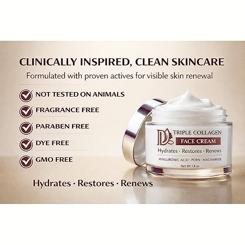 Miniatura 3 de Triple colágeno, ácido hialurónico, Salmon DNA PDRN Crema hidratante facial antienvejecimiento, antiarrugas, hidratante, reafirmante, antiadherente,