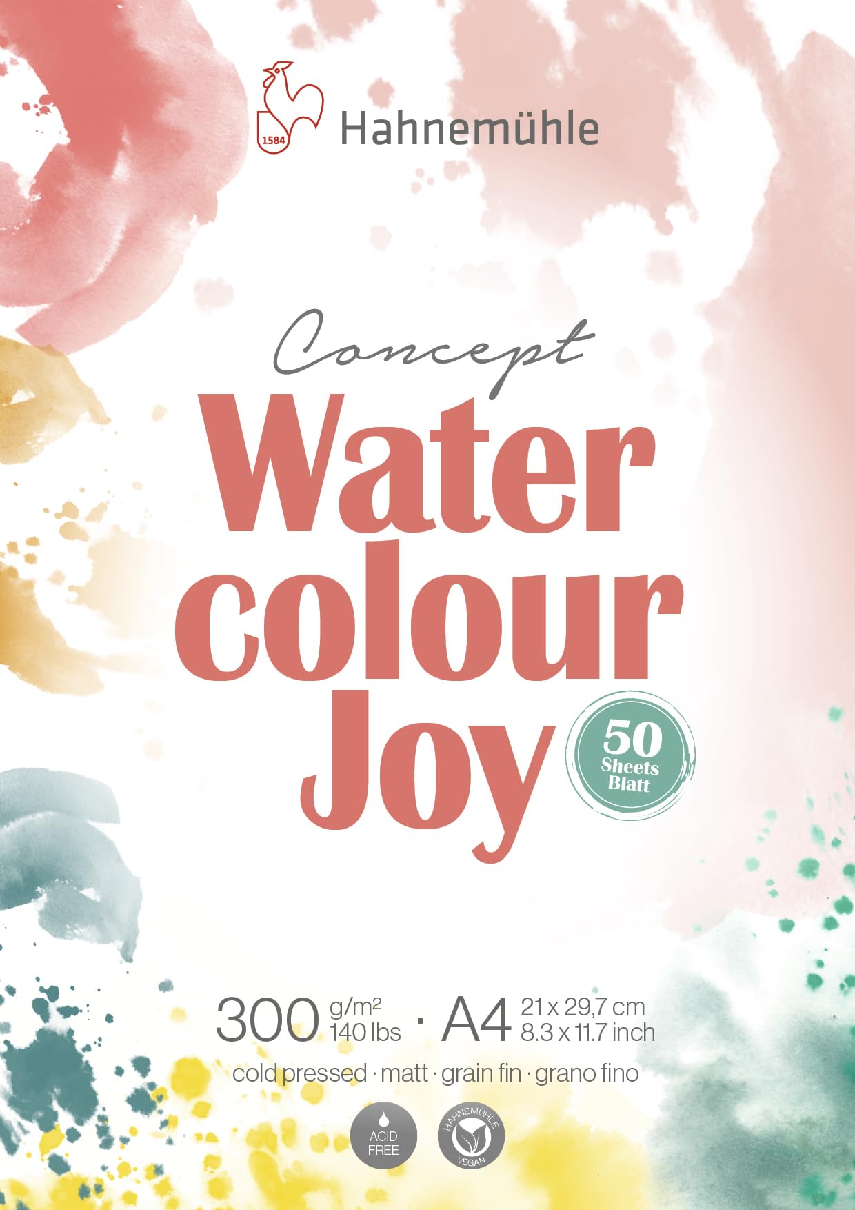 Hahnemühle Concept - Watercolour Joy Matte Watercolour Pad with 50 Sheets, 300 g/m² (A4)