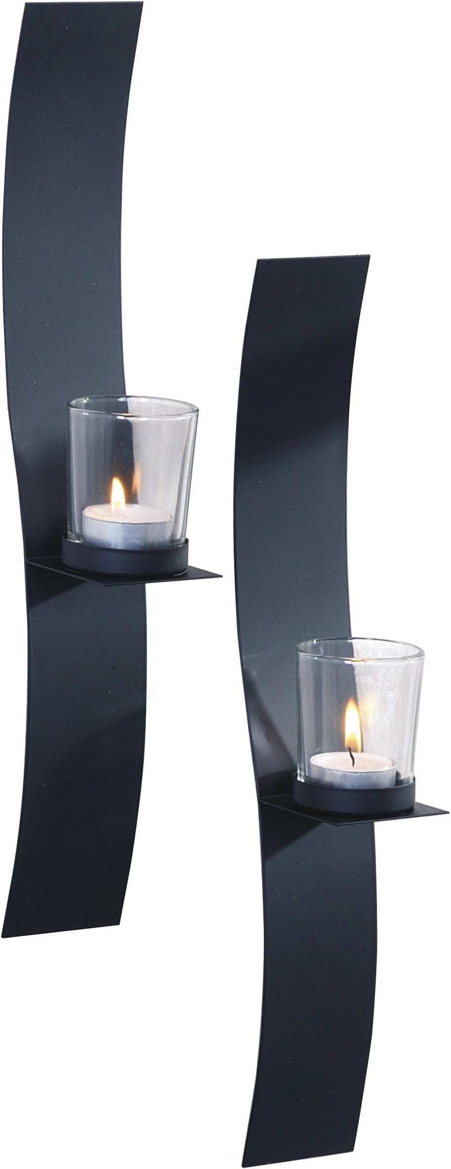 Art Maison Black Wall Sconce Candle Holder, Glass & Metal Wall Decor for Living Room, House Sconce 2"x15", Hanging Candle Sconces Wall Decor Set of 2