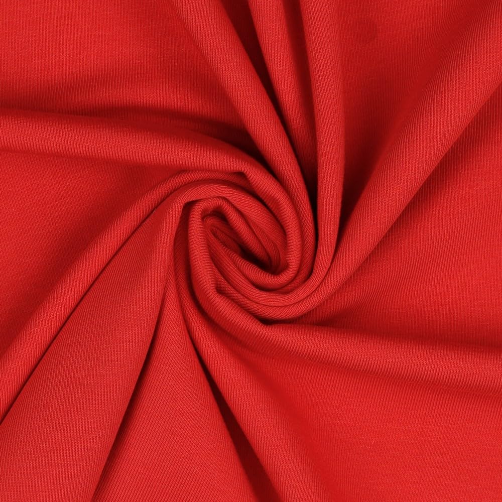 Jersey Fabric Plain Sold by the Metre Tex Standard 100 Certified 69 Colours to Choose From Plain + Mottled (026 I Tomato, 200 x 150 cm) — image 1