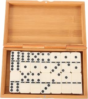 Amosfun Brinquedo 1 Conjunto De Bloco De Dominó Doméstico Corrida De Dominó s Interativos De Dominó Acessório Para Adultos Caixa De Bambu Caixa De Madeira Dominó Presentes