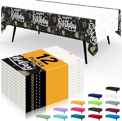 Miniatura 32 de Smiry - Juego de 6 manteles desechables, manteles rectangulares impermeables de 54 x 108 pulgadas para fiestas, mantel de plástico decorativo, a