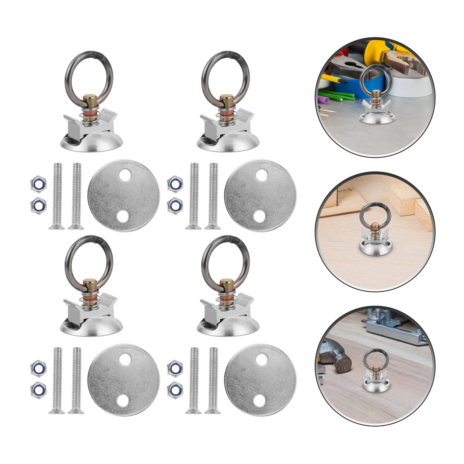 Kit de Anclaje Redondo de Liberación Rápida para Transporte de Carga, 4 Piezas en Aluminio y Acero Inoxidable, Perno de Anclaje Seguro para Vehículos y Remolques
