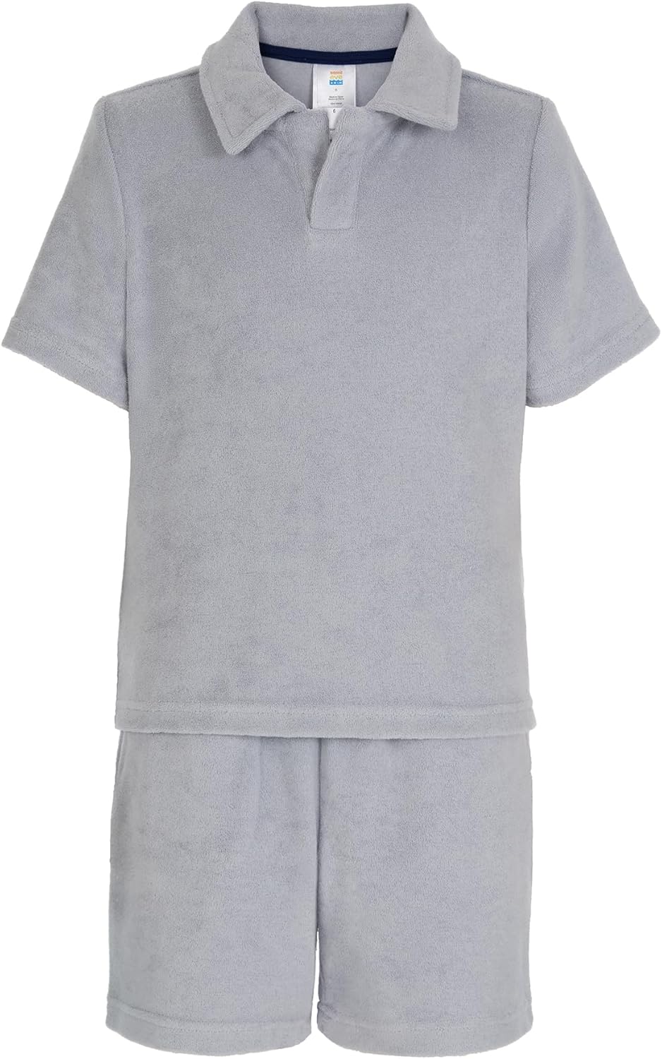Saint Eve Kids Boys 2-Piece Terry Set – Short Sleeve Notch Collar Top & Pocket Shorts, Lightweight Summer Outfit or Cover-Up