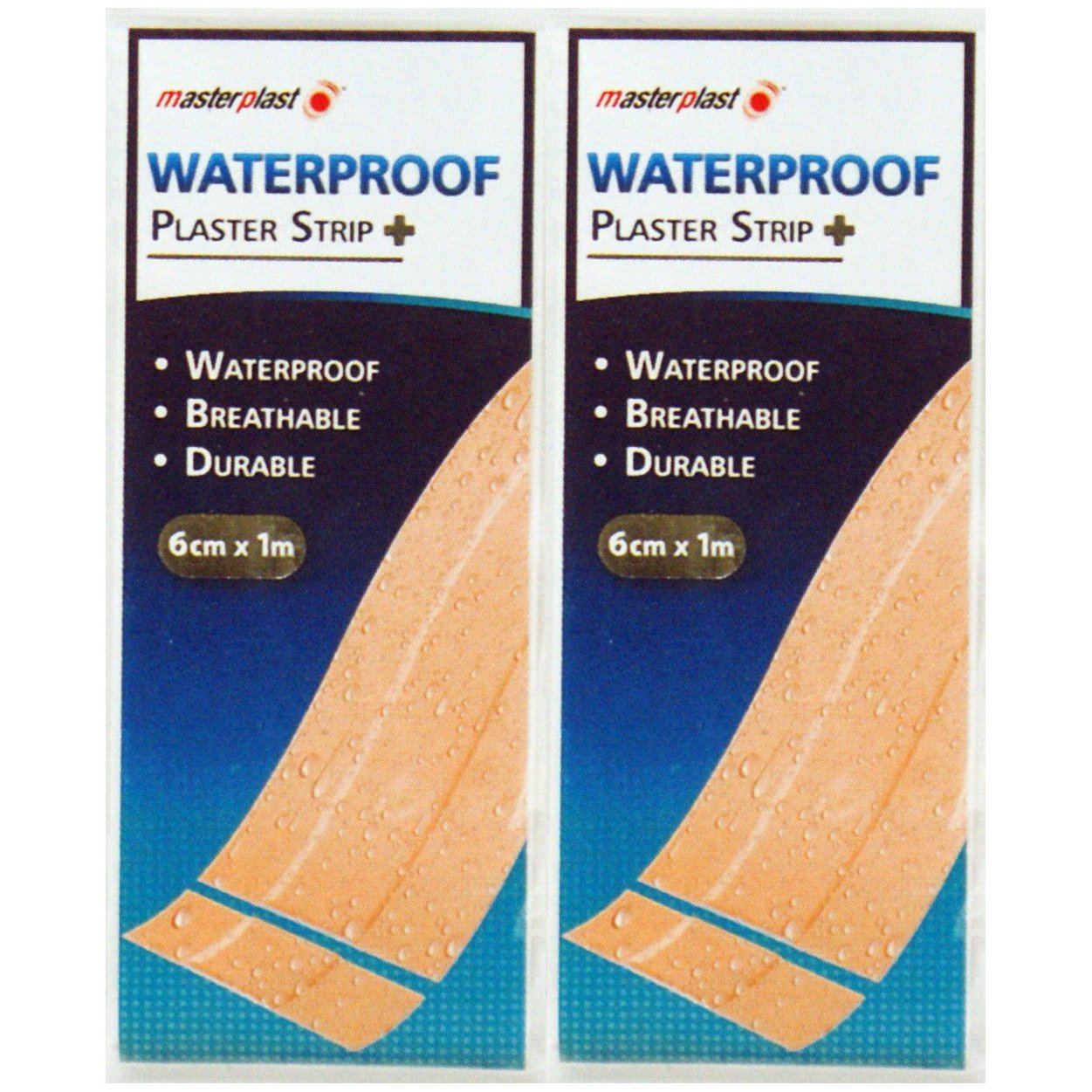 Masterplast2 x Waterproof Plaster Strip 6cm x 1m