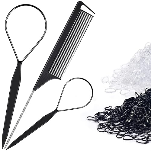 Miniatura 4 de Paquete de horquillas para el cabello para moños y herramientas de peinado, 100 horquillas para moños, 400 bandas de goma para el cabello, 2