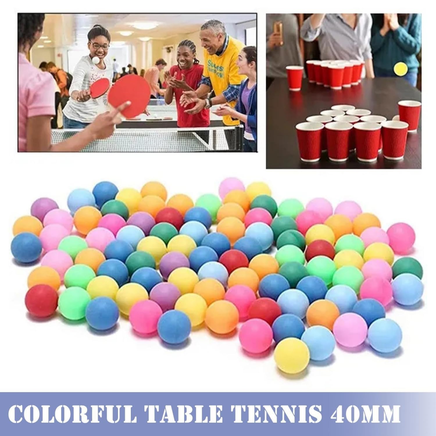 Pelotas de Ping Pong,50 Piezas 40 mm Color Pelotas de Ping Pong Plastico Pelota Ping Pong Pelota Ping Pong estándar para Adultos y Niños Mezcla de Colores - 5
