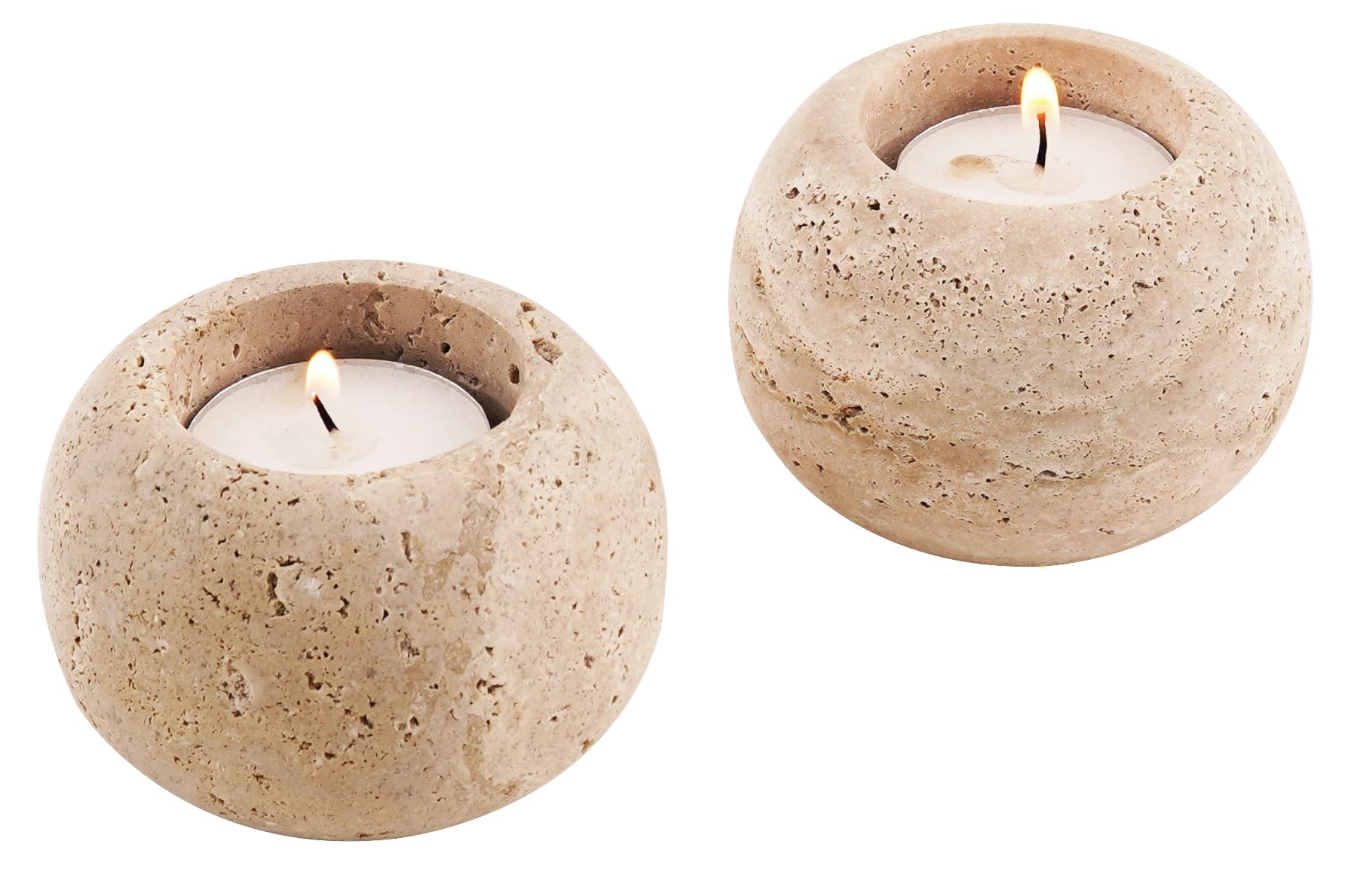 Travertine 2.5" Handmade Tealight Candle Holder – Stone Votive & Tea Light Holder.