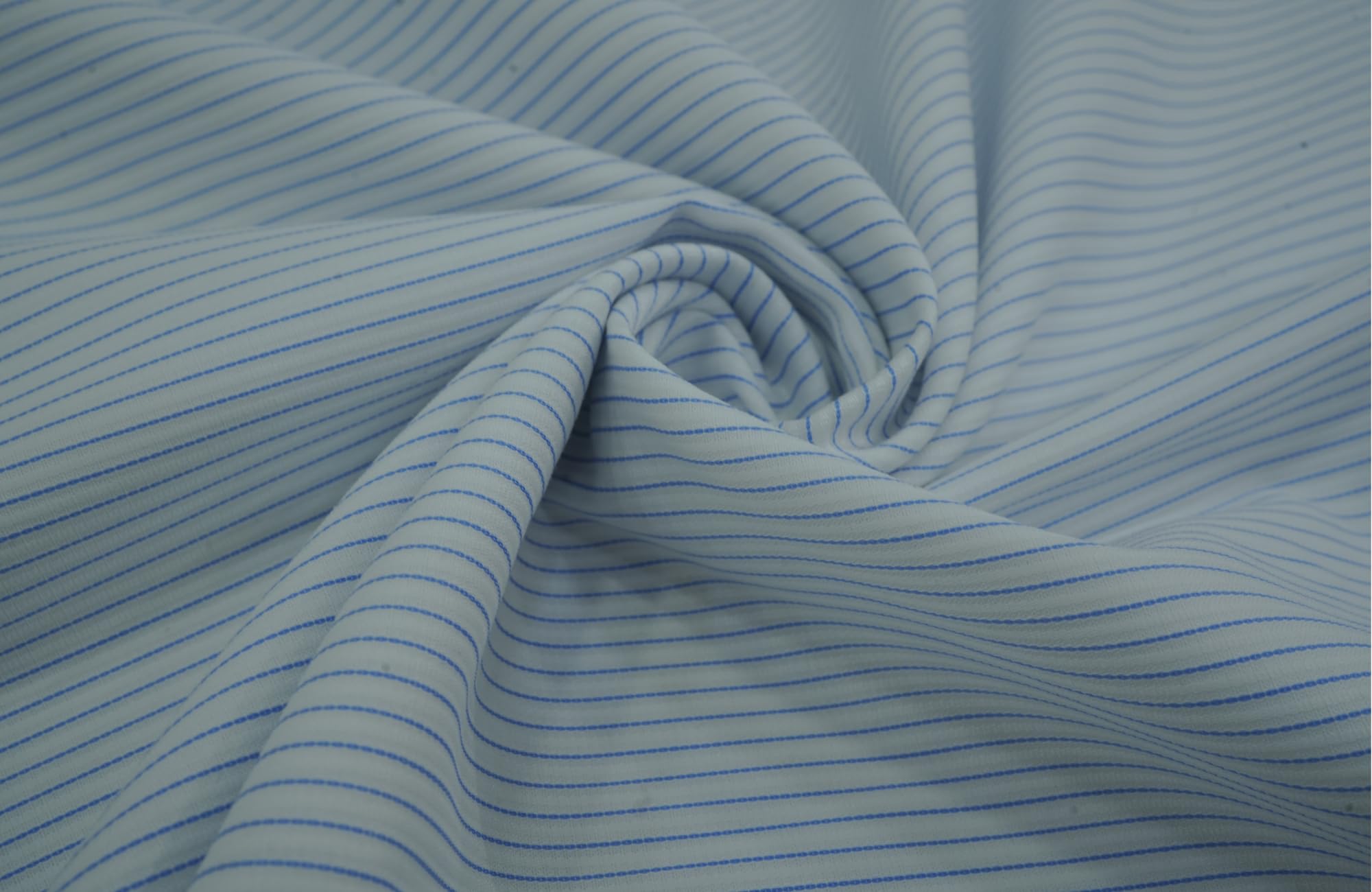 TESSO Unstitched Shirt Fabric, White with Blue Pinstripe, Inspired By POLO 100% Fine GIZA Cotton, Formal and Casual Wear-image-3