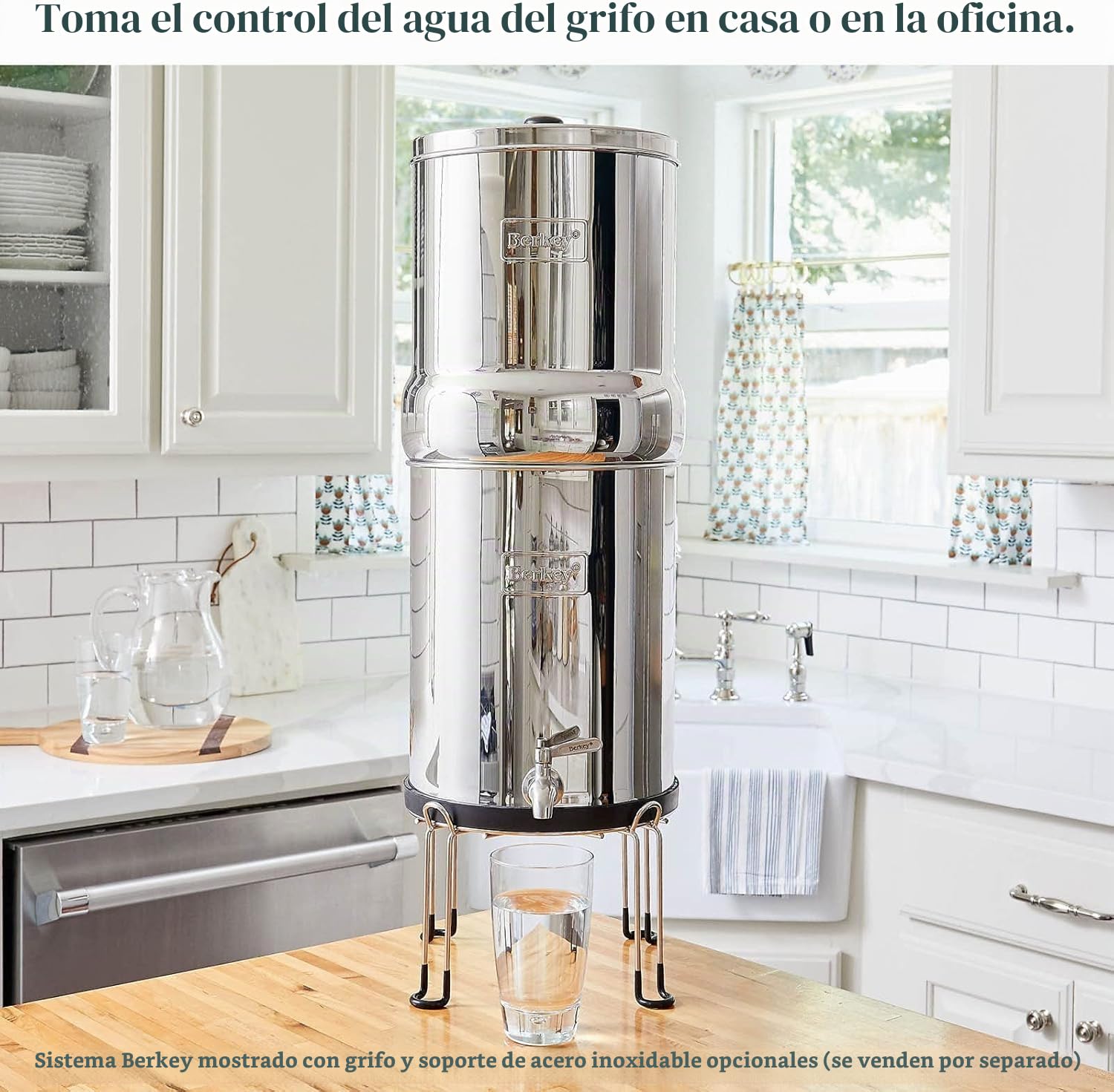Royal Berkey Filtro de agua + 2 elementos purificadores negros Sistema de filtración Acero Reino Unido