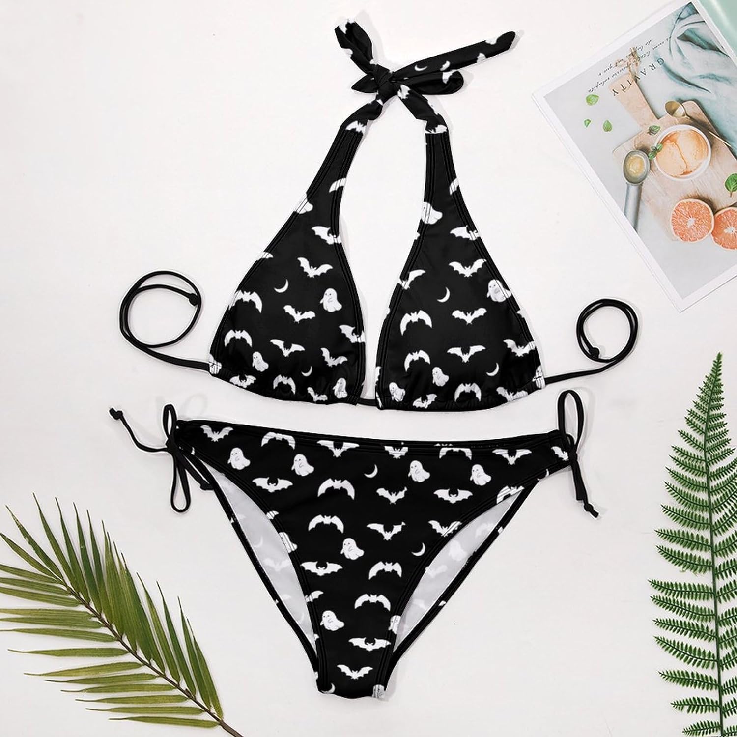 Bikini Sets for Women Two Piece Bathing Suits Sexy Halter Padded Bikini Swimsuits Side Tie Thong Bottom
