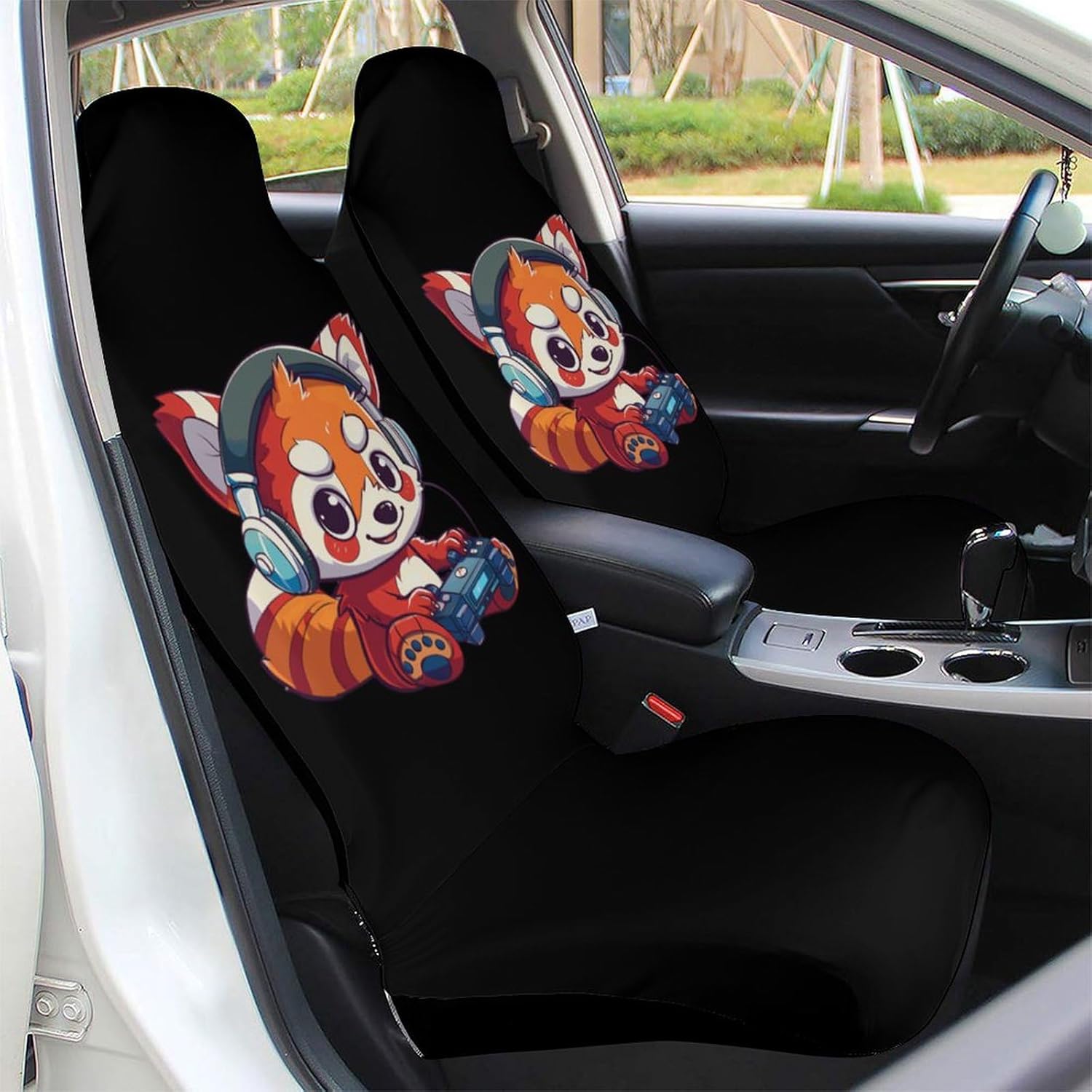Cute Red Panda Funny Gaming Car Seat Covers Automotive Seat Covers Car Seat Protector Auto Front Seats Protector for Most Cars 2PCS