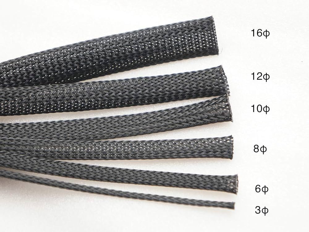 Amazon.co.jp: ケーブル被覆用 ポリエステル編組スリーブ 5m巻き 12φ