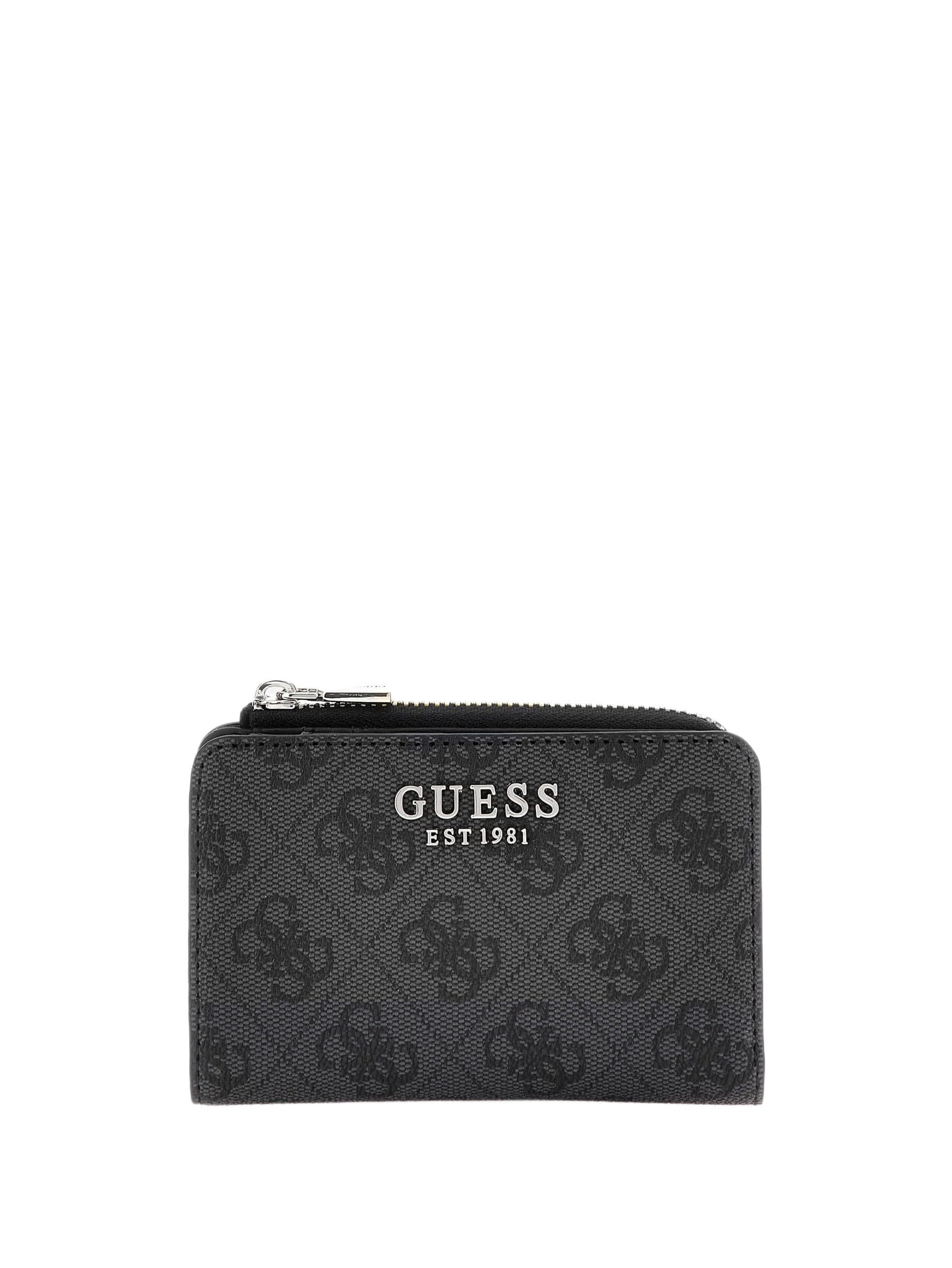 Guess Laurel II Porte-​Cartes zippé pour Femme Logo Charbon Taille Unique