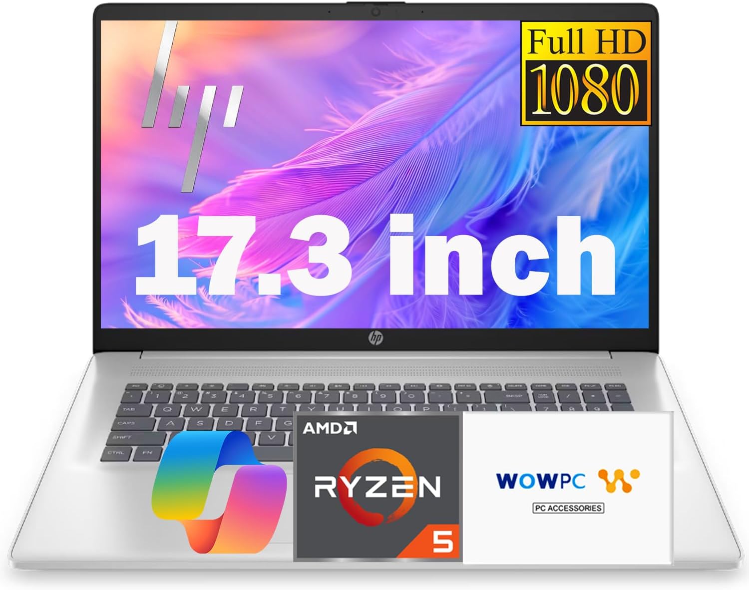 HP 17 Inch Business Laptop 2025 Thanksgiving Limited Edition, 17.3” FHD IPS Anti-Glare Display, AMD Ryzen 5 7430U (Beats Core i7-1355U), 16GB RAM, 1TB SSD, HDMI, Windows 11 Pro, Wi-Fi 6, WOWPC USB