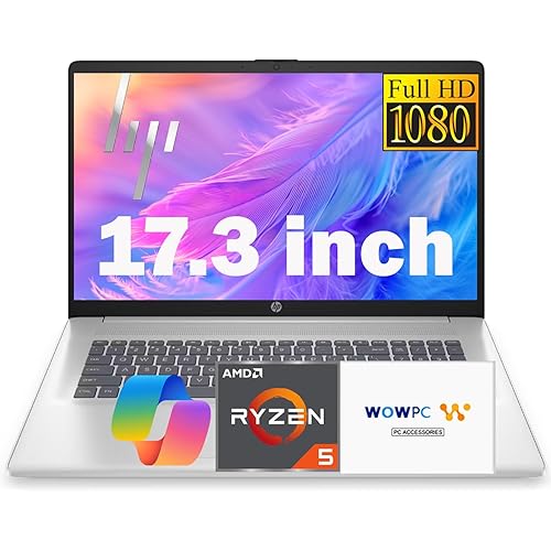 HP 17 Inch Business Laptop 2026 Limited Edition, 17.3'' FHD IPS Anti-Glare Display, AMD Ryzen 5 7430U (Beats Core i7-1355U), 16GB RAM, 512GB SSD, HDMI, Windows 11 Home, Wi-Fi 6, WOWPC USB