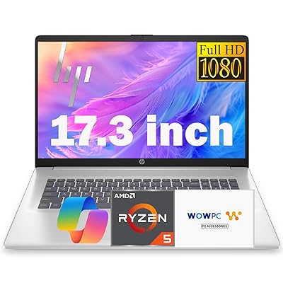 HP Flagship 17 Laptop Business Computer - AMD Ryzen 5 7430U, 17.3 FHD IPS Display, AMD Radeon Graphics, Wi-Fi6, Fast Charge, 32GB RAM, 1TB SSD