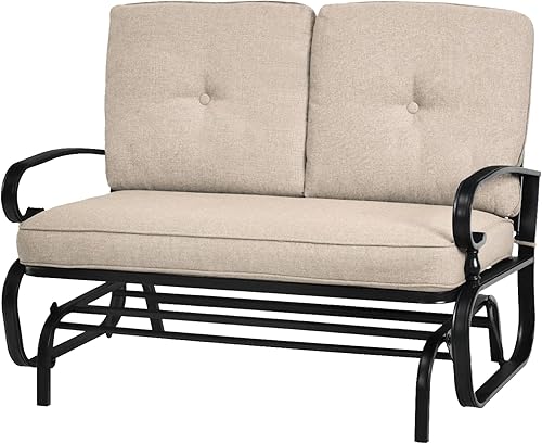 Miniatura 10 de Banco de columpio para exteriores para 2 personas, azul, marco de acero, tela de olefina, cojines de espuma