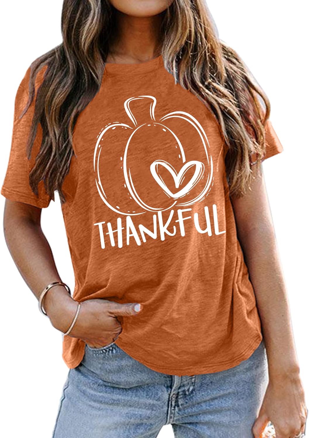 Thankful Shirts Women Thanksgiving Pumpkin T-Shirt Funny Graphic Tees Short Sleeve Fall Tshirts - Image 2