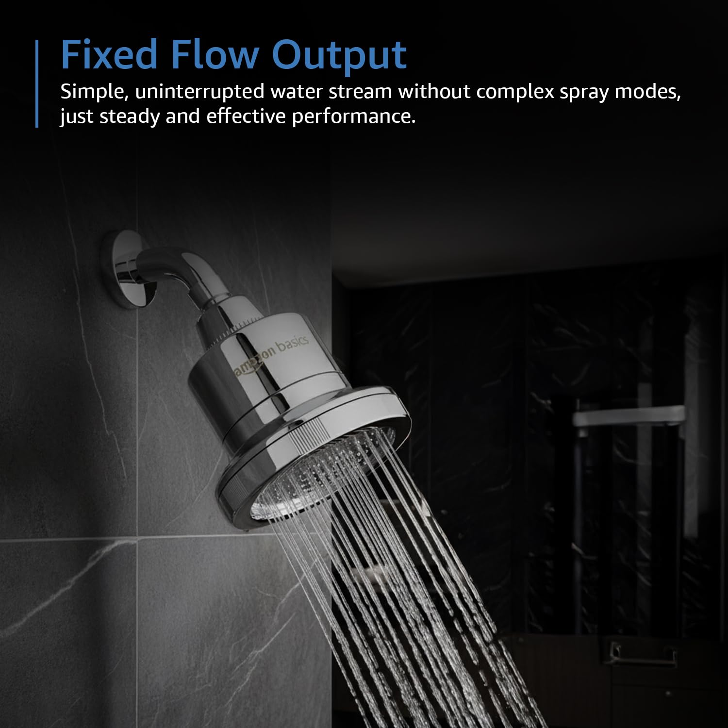 Amazon Basics Shower Head with Built-In Filter | Reduces Water Hardness & Impurities | Chrome Finish | Fixed Flow | Easy Installation | 11.6L x 11.6W x 13.6H cm 3