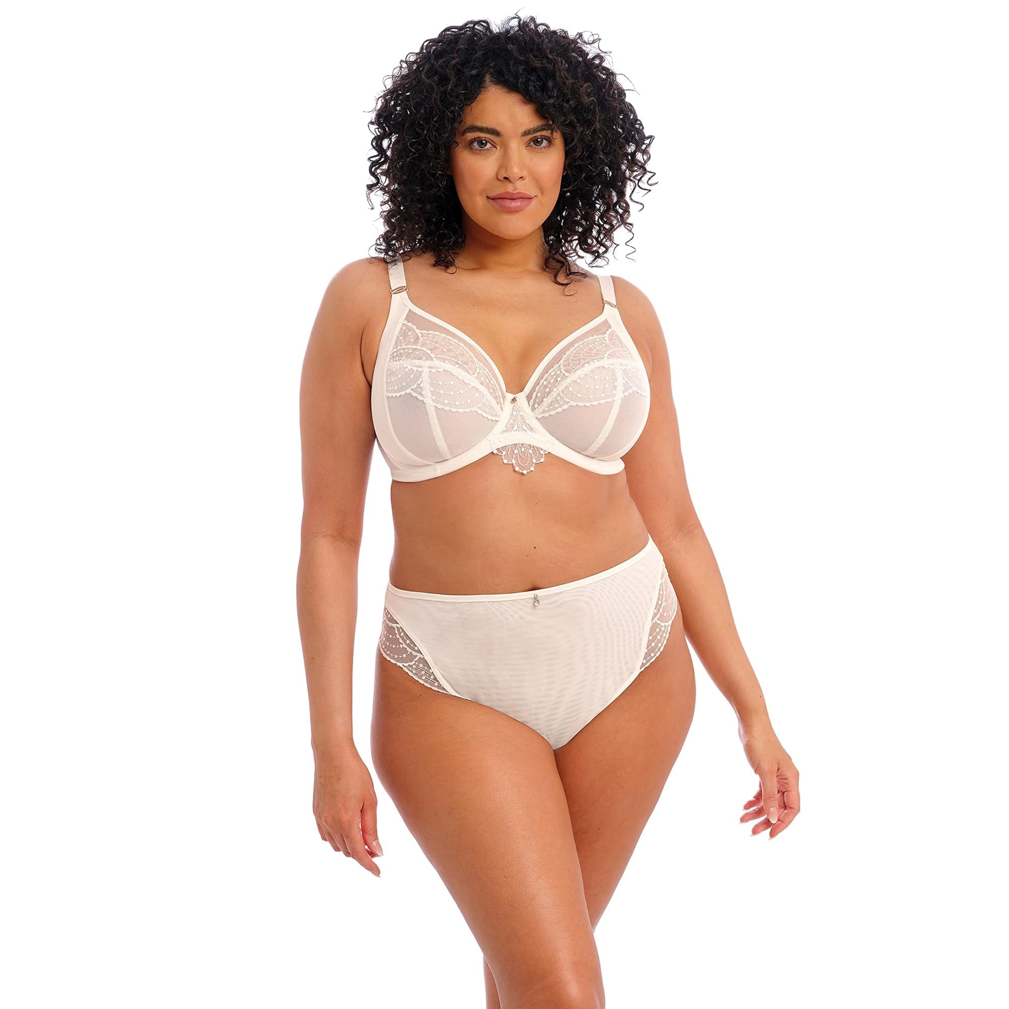 Elomi Women's Priya Cheeky Brief Thong Panties, Vanilla, 4XL