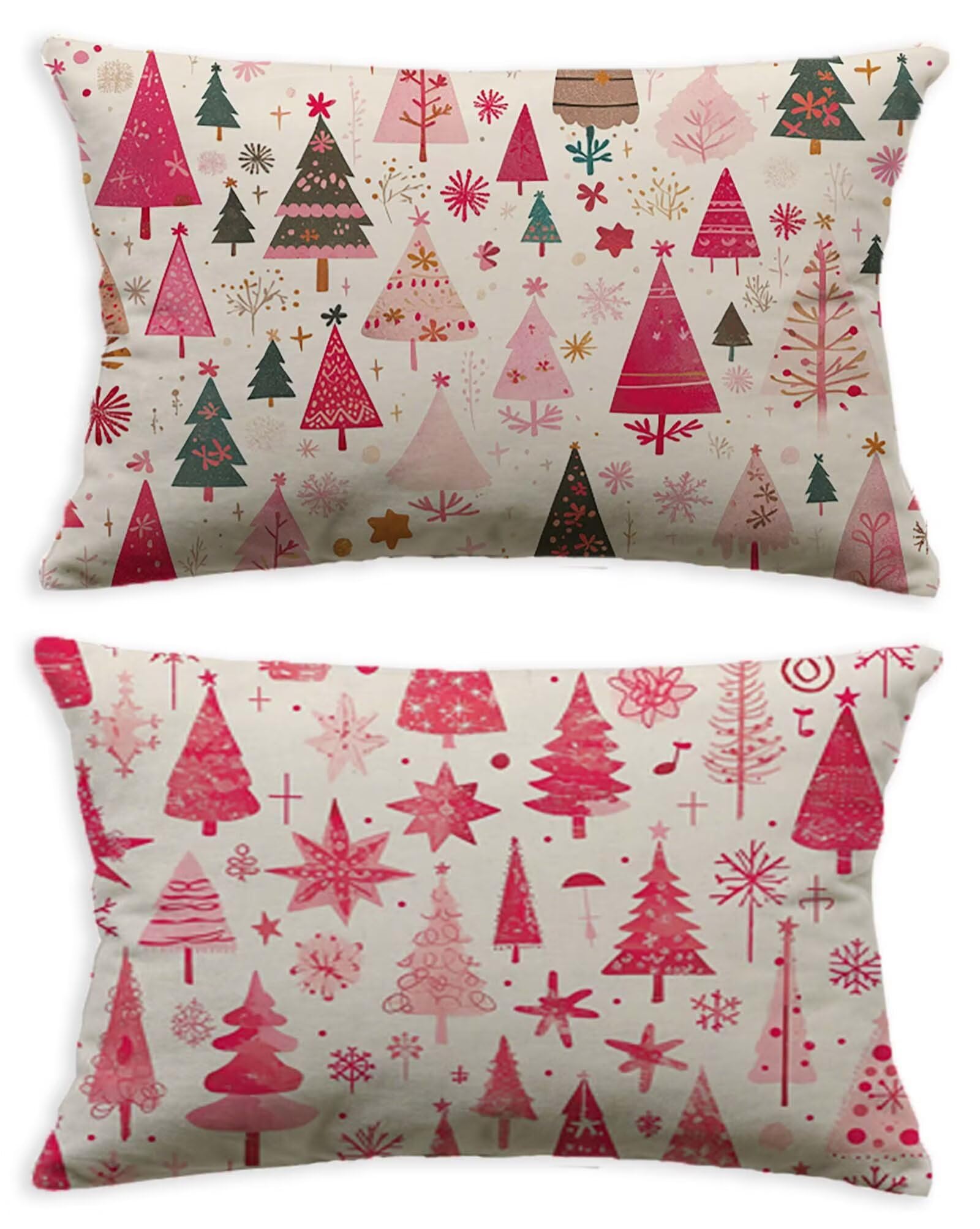 Taie oreiller 40x80 rectangulaire lot de 2 housse coussin arbre crème salon décoration maison