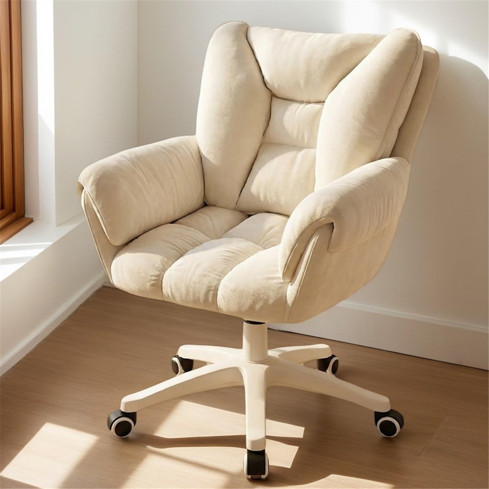 Chaise De Bureau, Coiffeuse À roulettes, Réglable en Hauteur, Capacité Charge Jusqu'à 120 Kg, for Domicile, Chambre Coucher, Cadeau(Blanche)