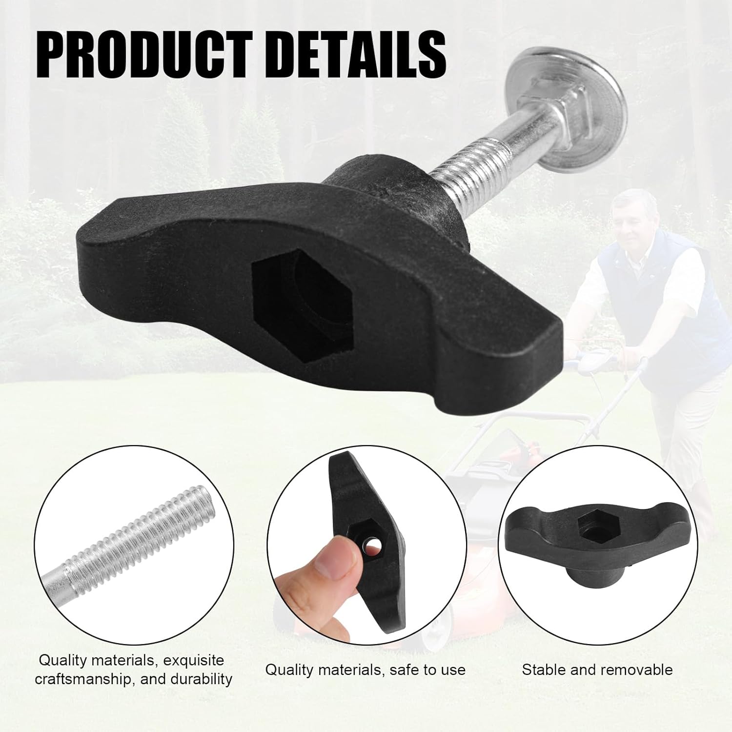 2pcs Lawn Mower Handle Knobs with 4 Bolts, Snow Blower Replacement T-Handle Knob Fits Most Lawn Mowers Snow Blowers & Other Outdoor Equipment