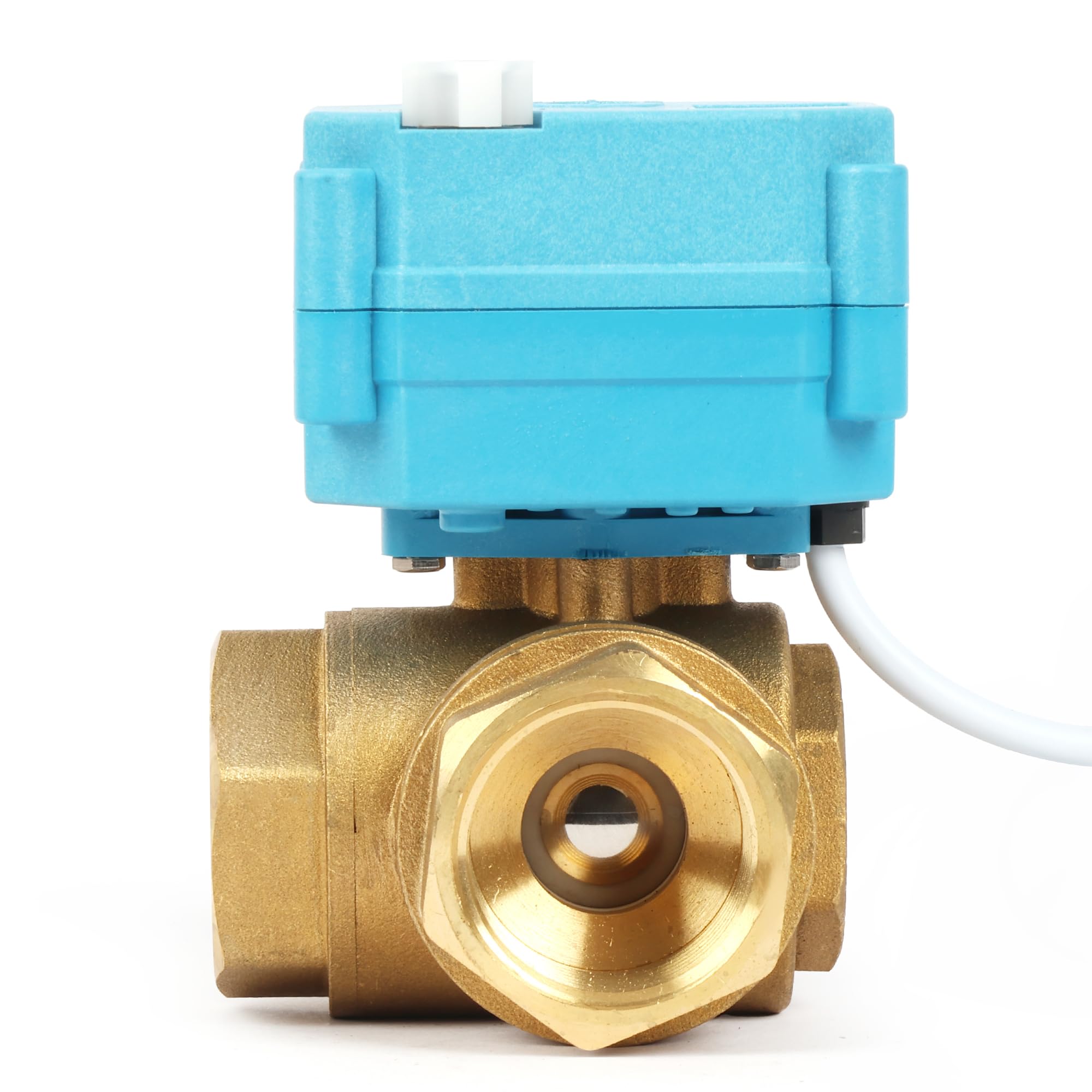 U.S. Solid 3 Wege Motorkugelhahn Messing Zonenventil - Kugelventil mit manueller Funktion - Hochbelastbarer vielseitiger T-Typ-Wasserabsperrhahn, Standardport(1", AC110-230V)