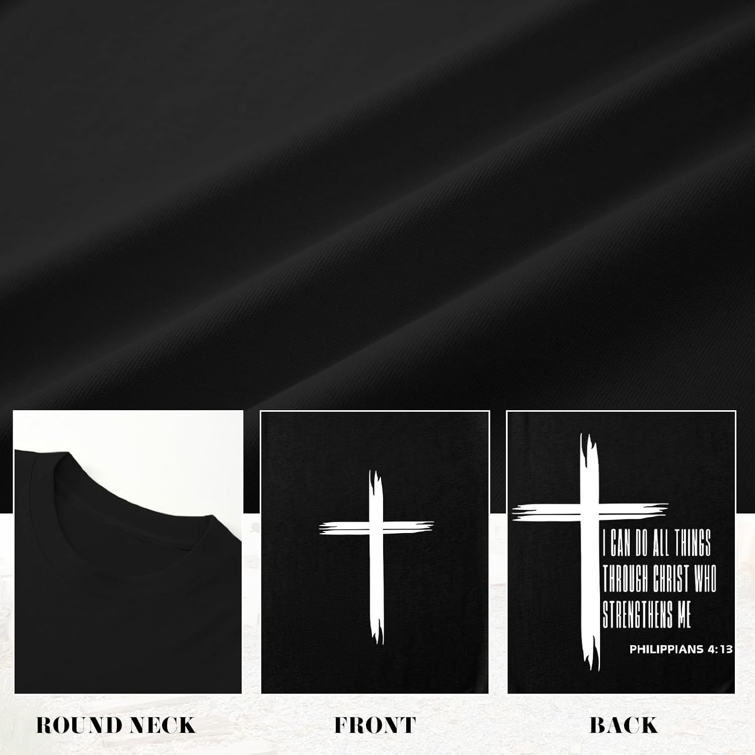 Tuislay Mens Christian Jesus Shirts I Can Do All Things Through Christ Shirt Faith Cross Tshirts Oversized God Religious Tees - Image 7