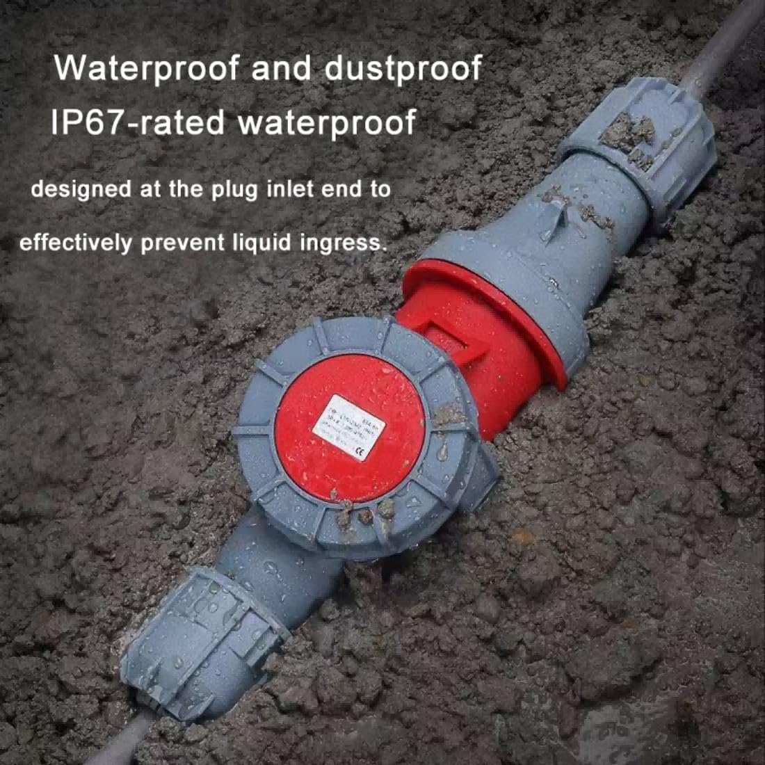 1 juego de 125 A macho de 4 pines + enchufe y enchufe empotrado, conector impermeable industrial IEC60309, 380 V-415 V 3P+E 6H IP67 conector de aviación para automatización industrial