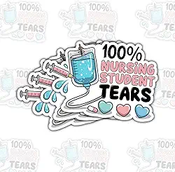 3 pçs 100% adesivo de lágrimas de estudante de enfermagem engraçado vida escolar decalque de vinil à prova d'água para laptop, notebook, carro, estudantes de medicina, presentes de enfermagem