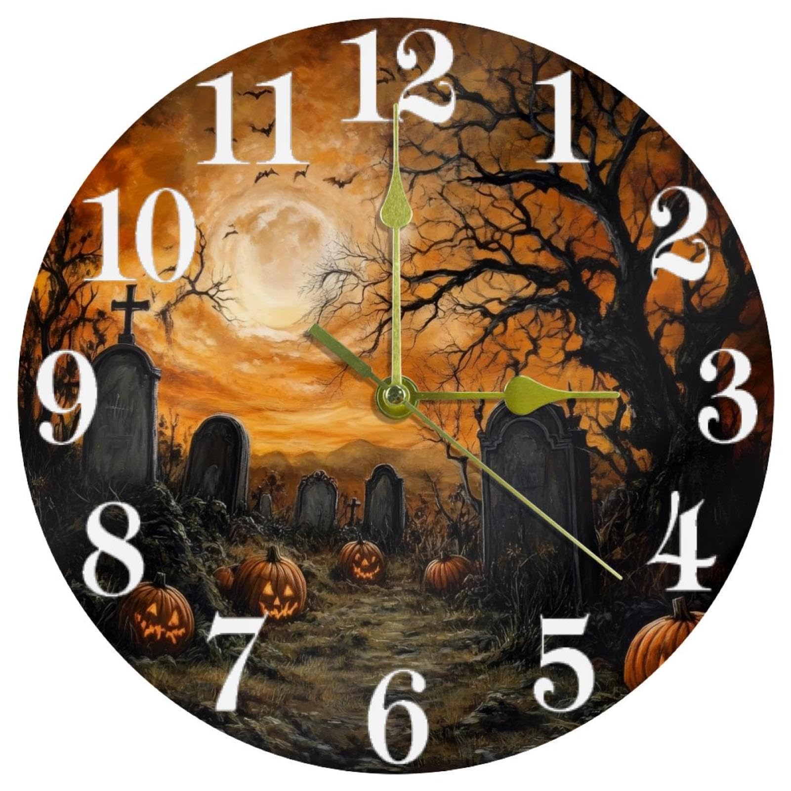 Horloge murale pleine lune et citrouilles pour sublimer l'ambiance de votre cuisine
