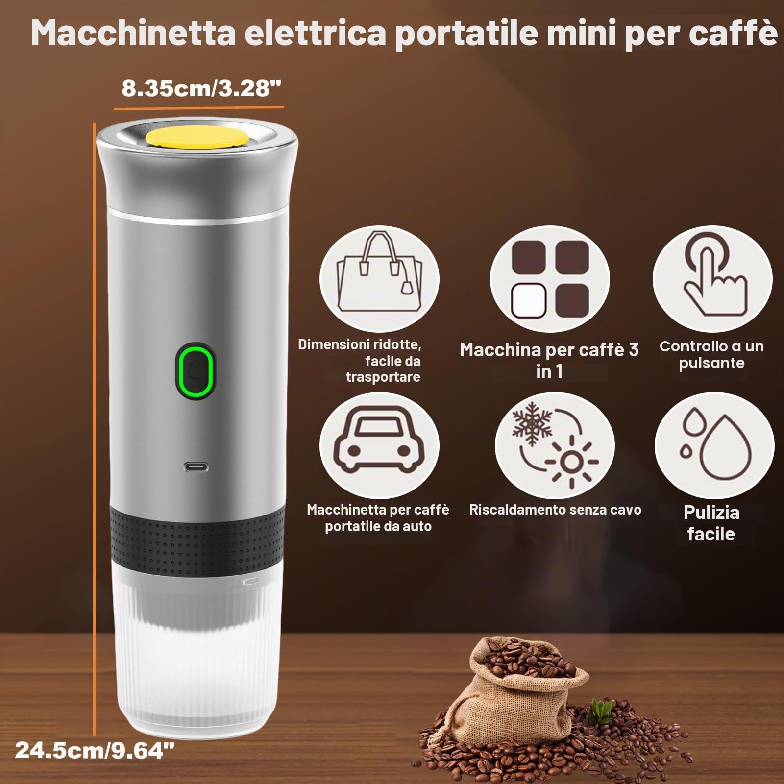 iFCOW Macchina per caffè espresso portatile, macchina da caffè espresso da viaggio piccola macchina da caffè elettrica per casa, viaggi, campeggio, escursionismo, ufficio